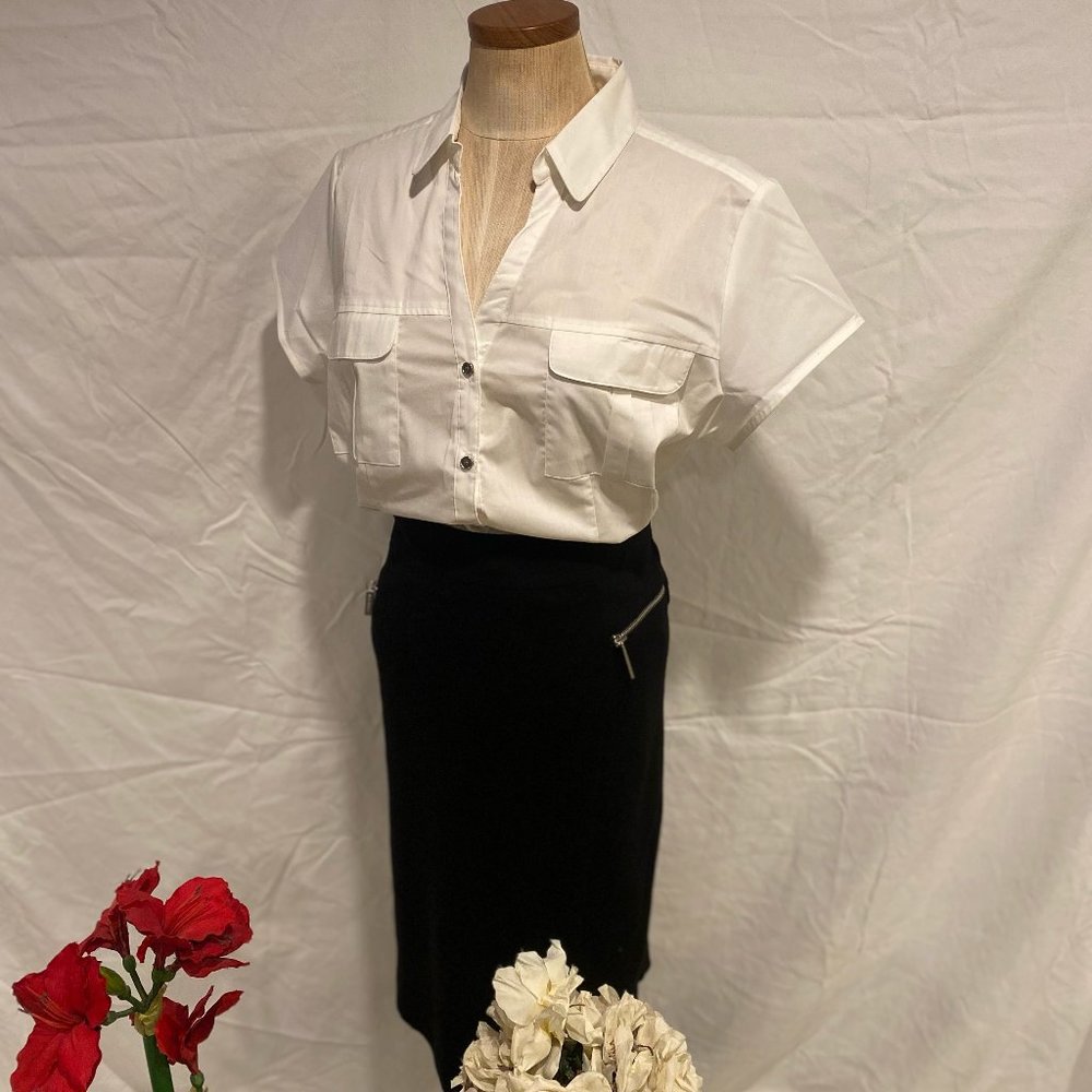 George White Button Up Blouse - Picture 3 of 3